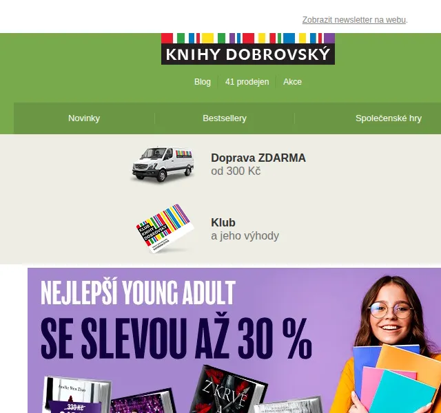 KnihyDobrovsky.cz: sleva -30 % na Young Adult a klasika 1+1 ZDARMA – červenec 2026 | Nuslet.cz