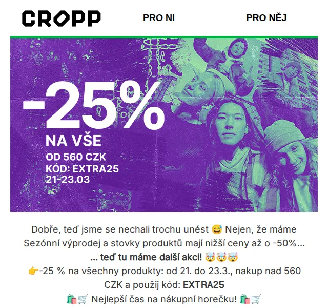 Cropp: -25 % na vše – březen 2026 | Nuslet.cz