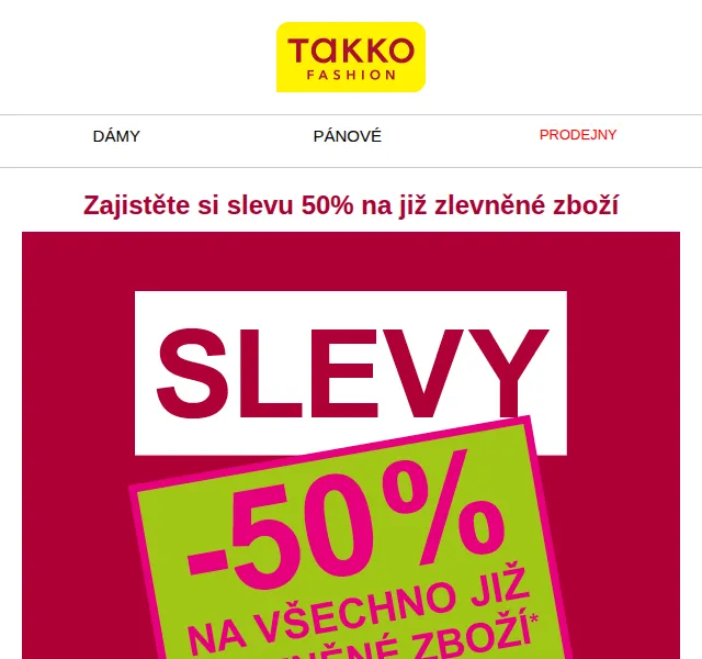 Takko Fashion: Sleva 50 % na již zlevněné zboží – červen 2026 | Nuslet.cz