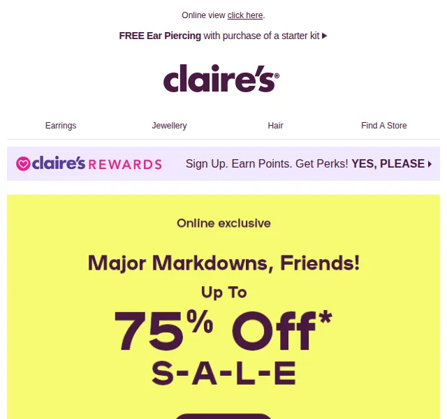 Claire's: sleva až 75 % v letním výprodeji – červen 2026 | Nuslet.cz