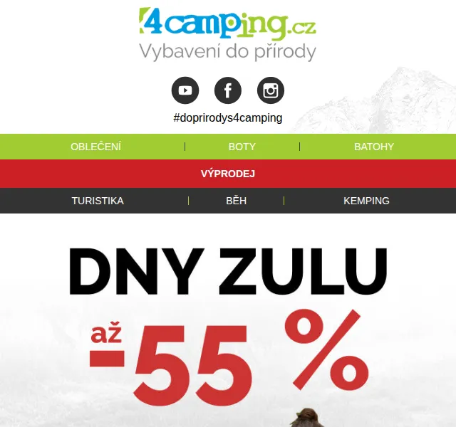 4camping: Dny Zulu – slevy až 67 % (+ kód ZULU12) – červen 2026 | Nuslet.cz