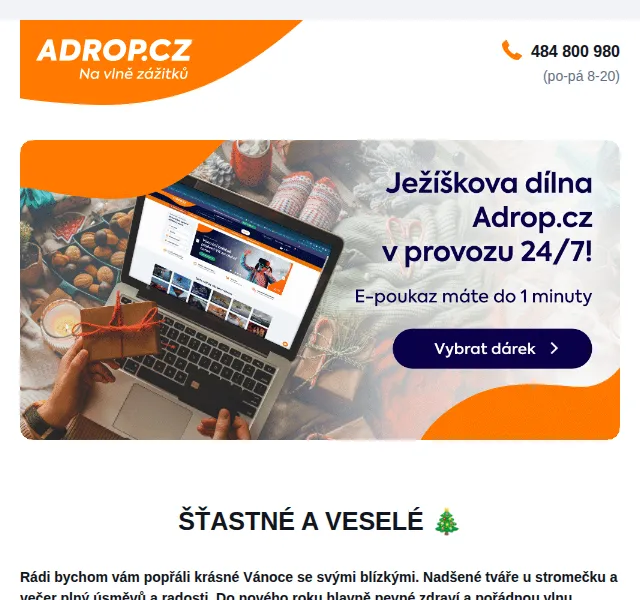 Adrop: Zážitkové dárky na Vánoce – červen 2026 | Nuslet.cz