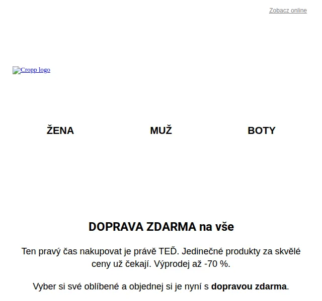 Cropp: Výprodej až -70 % s dopravou zdarma – červen 2026 | Nuslet.cz