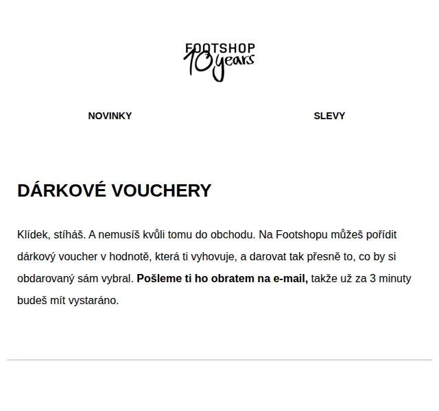 Footshop: dárkový voucher ihned e-mailem – červen 2026 | Nuslet.cz