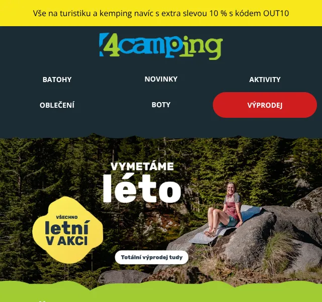 4camping.cz: Letní vybavení na skladech –10 % – Srpen 2026