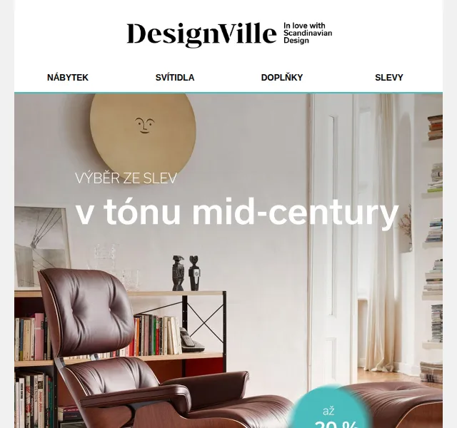 DesignVille: Mid-century modern až 20 % – duben 2026