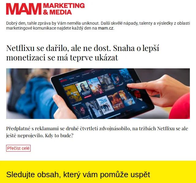 Marketing & Media: Netflix předplatné s reklamami – červen 2026 | Nuslet.cz