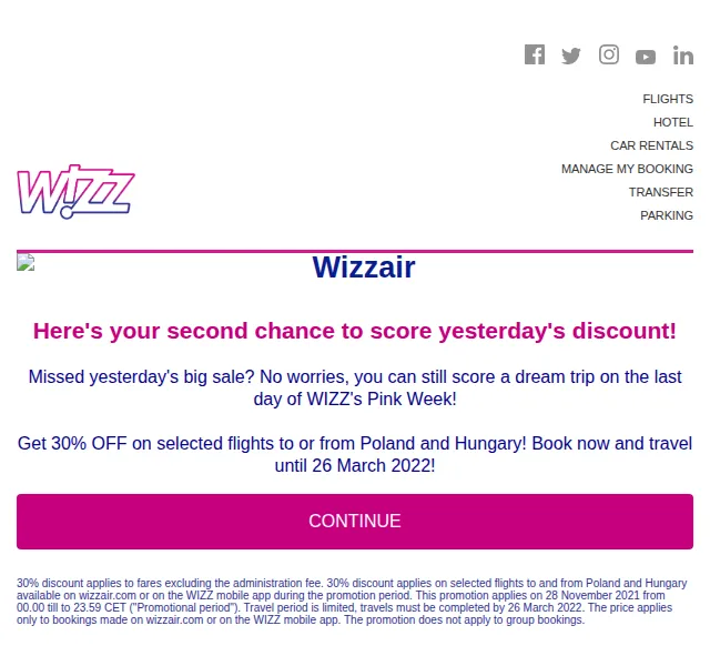 Wizz Air: 30% sleva na vybrané letenky do Polska a Maďarska – červen 2026 | Nuslet.cz