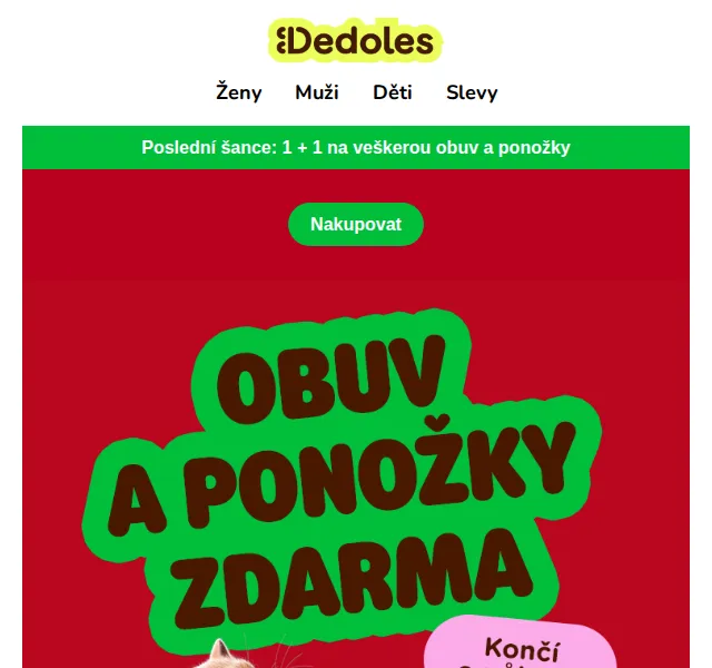 Dedoles: 1+1 na obuv a ponožky zdarma – akce do 14.12. | Nuslet.cz