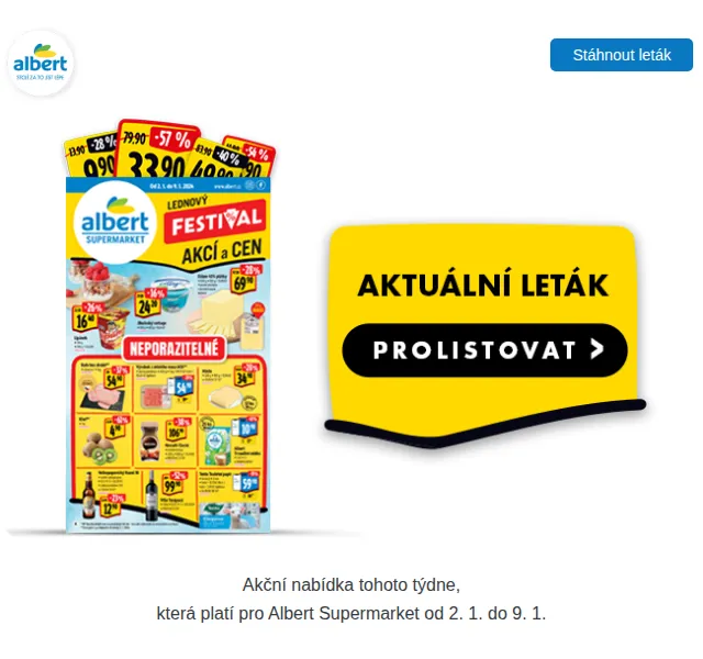 Albert Supermarket: Lednový festival akcí a cen – leden 2026 | Nuslet.cz