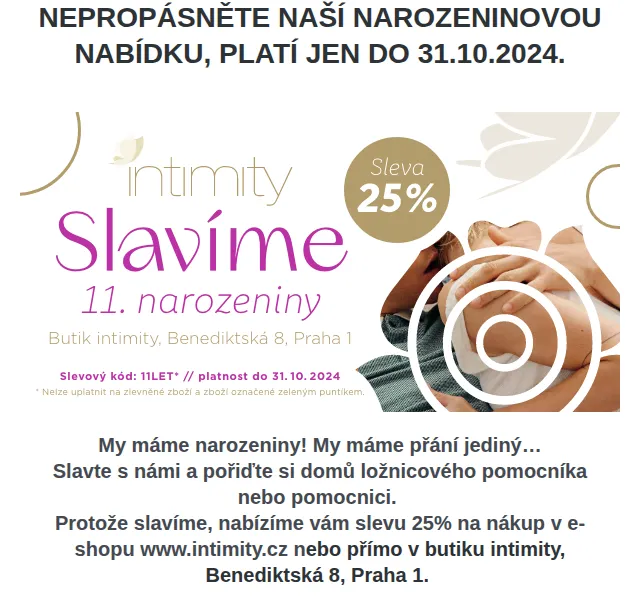 Intimity.cz: SLEVA 25 % k 11. narozeninám – říjen 2024 | Nuslet.cz