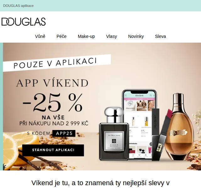 Douglas CZ: 25% sleva na vše v aplikaci – červen 2026 | Nuslet.cz