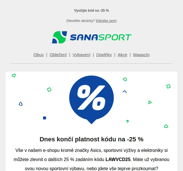 Sanasport: dodatečných -25 % na vše – červen 2026 | Nuslet.cz