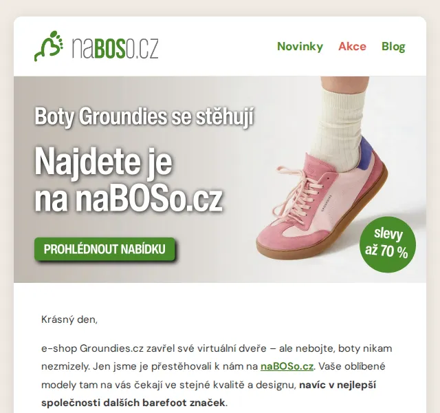 naBOSo: Groundies slevy až 70 % + kód VITEJTE10