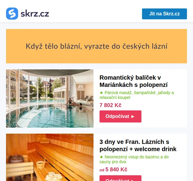 Skrz: Lázeňské pobyty se slevou – červen 2026 | Nuslet.cz