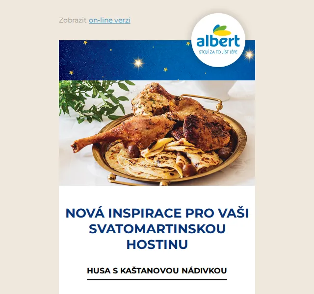 Albert: Svatomartinská husa s kaštanovou nádivkou – červen 2026 | Nuslet.cz