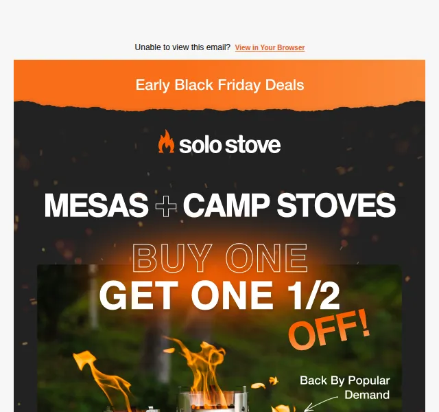 Solo Stove EU: Buy One Get 1/2 Off na Mesa a Camp Stoves – červen 2026 | Nuslet.cz