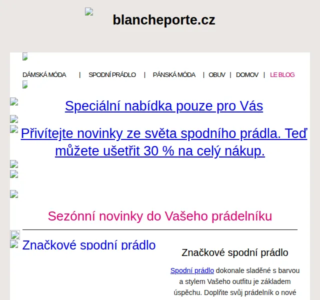 Blancheporte: Spodní prádlo se slevou 30 % – červen 2026 | Nuslet.cz