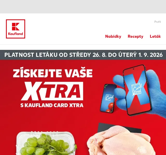 Kaufland Card XTRA leták – srpen 2026 | Nuslet