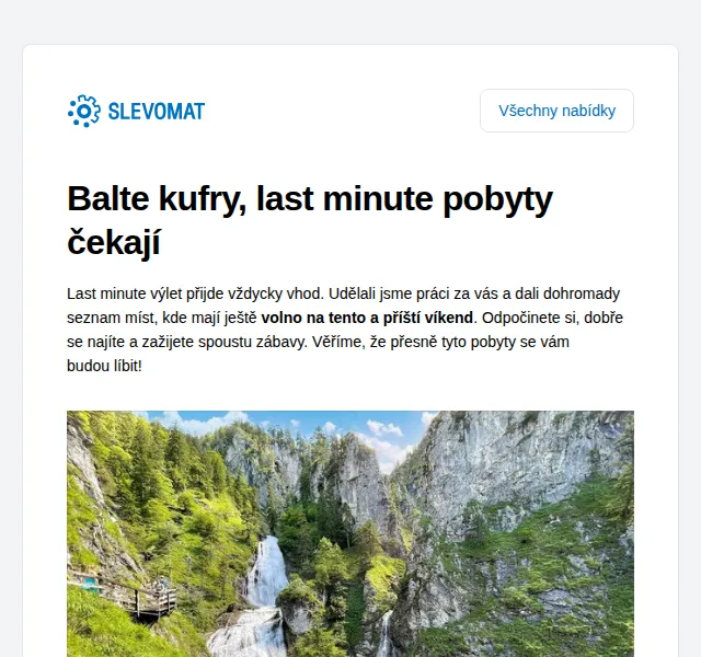 Slevomat: Pobyty v přírodě i wellness – srpen 2026