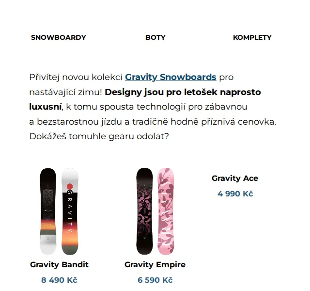 SNOWBOARD ZEZULA: Nová kolekce Gravity 2025 od 2 990 Kč – červen 2026 | Nuslet.cz