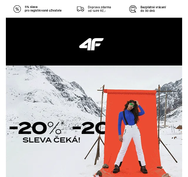4F: Sleva 20 % na oblečení – červen 2026 | Nuslet.cz