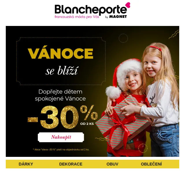 Blancheporte: Dárky pro děti se slevou 30 % – listopad 2026 | Nuslet.cz