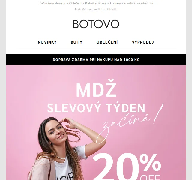 Botovo.cz: 20% sleva na oblečení a kabelky – MDŽ týden – březen 2026 | Nuslet.cz