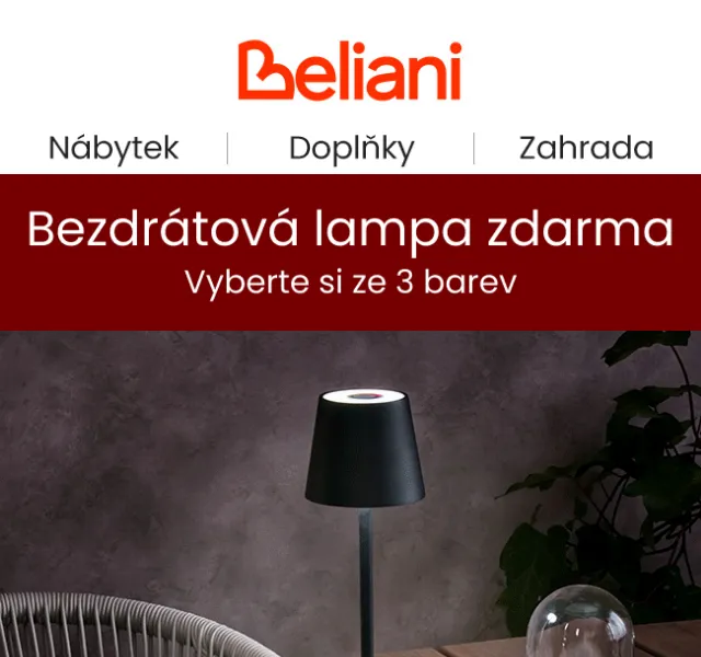 Beliani: Bezdrátová lampa zdarma – červen 2026 | Nuslet.cz