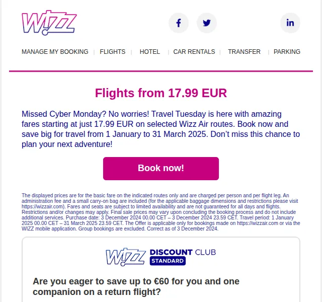 Wizz Air: Letenky od 17.99 EUR – prosinec 2024 | Nuslet.cz
