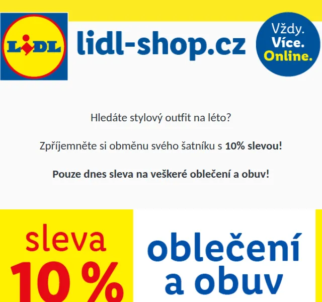 Lidl: sleva 10 % na letní módu – červen 2023 | Nuslet.cz