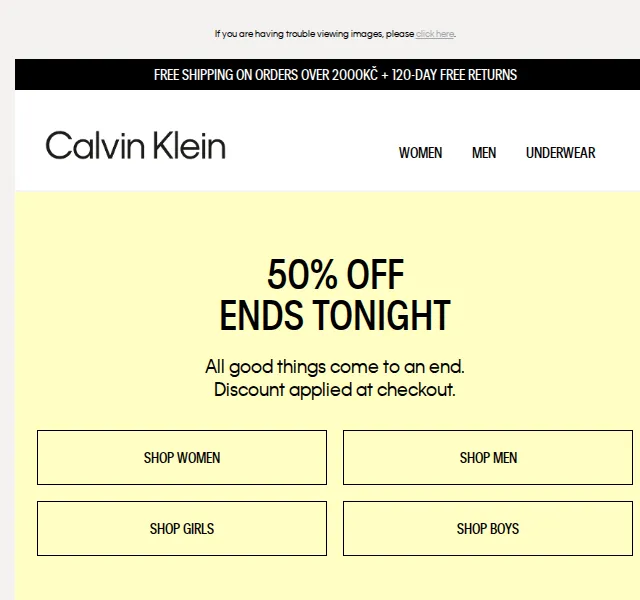Calvin Klein: Sleva až 50 % – červen 2026 | Nuslet.cz
