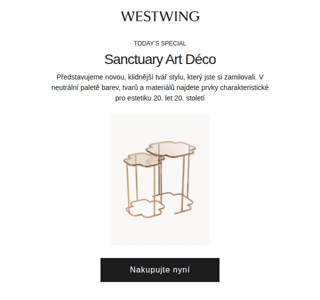 Westwing: Art Déco Sanctuary a nová kolekce – červen 2026 | Nuslet.cz