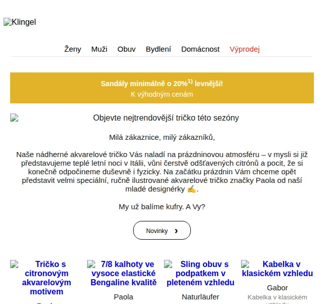KLiNGEL: Sleva minimálně 20 % na sandály – červen 2022 | Nuslet.cz