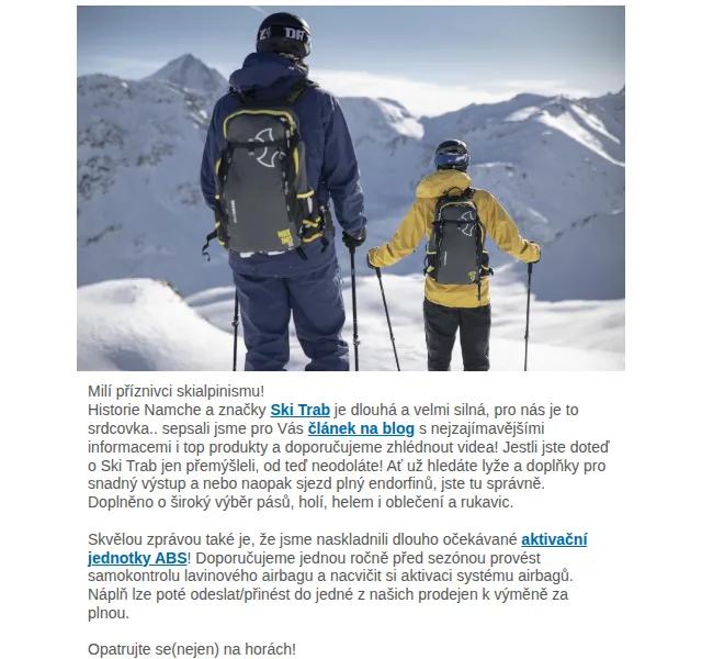 Namcheshop: Ski Trab lyže a ABS airbagy – červen 2026 | Nuslet.cz