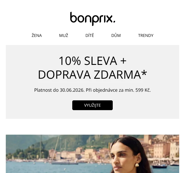 Bonprix: 10% sleva + doprava zdarma – červen 2026