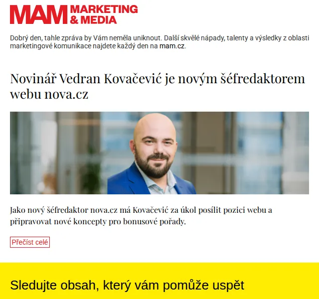Marketing & Media: Nový šéfredaktor nova.cz a aktuality – červen 2026 | Nuslet.cz