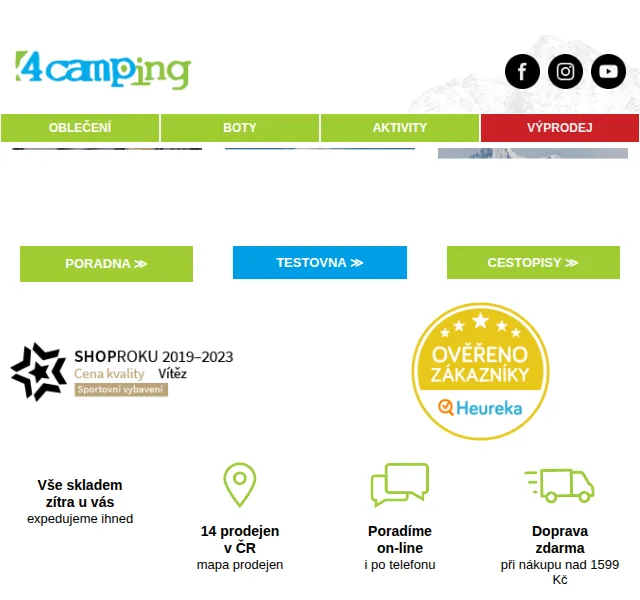 4camping.cz: nejprodávanější vybavení – červen 2026 | Nuslet.cz