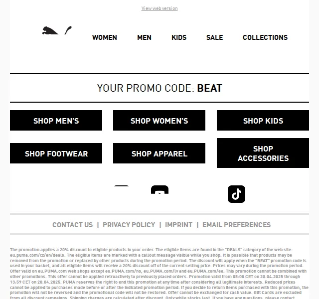 PUMA: Mid-Season Sale až 50 % + 20 % extra – červen 2026 | Nuslet.cz