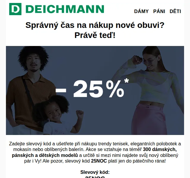 DEICHMANN: sleva 25 % na tenisky a boty – červenec 2026 | Nuslet.cz