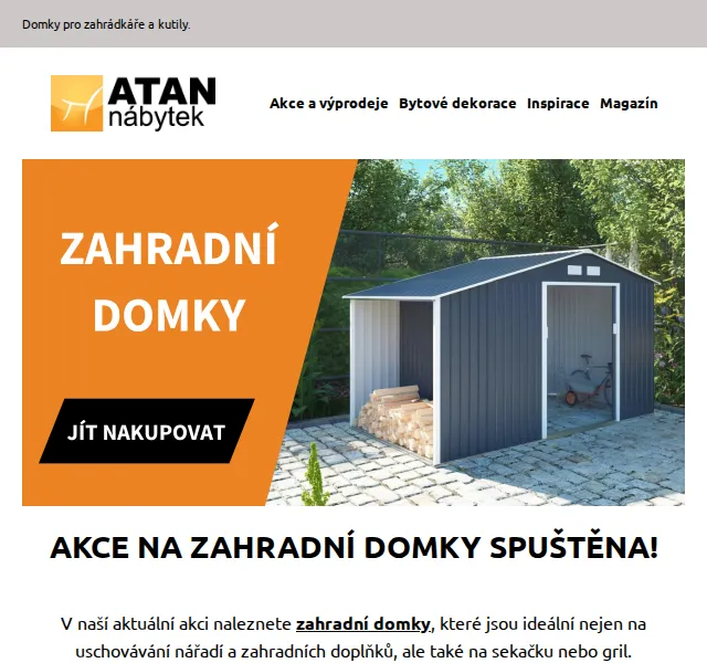 ATAN nábytek: Akce na zahradní domky – červen 2026 | Nuslet.cz