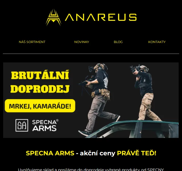 ANAREUS: SPECNA ARMS v doprodeji – červen 2026 | Nuslet.cz