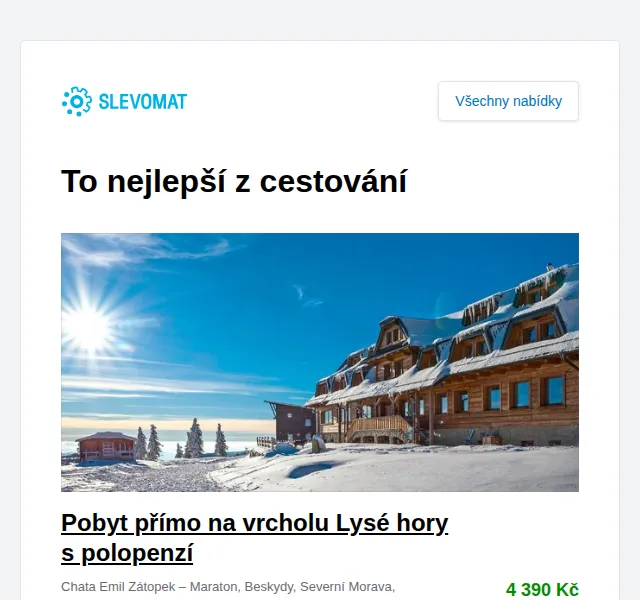 Slevomat: Pobyt na Lysé hoře s polopenzí – červen 2026 | Nuslet.cz
