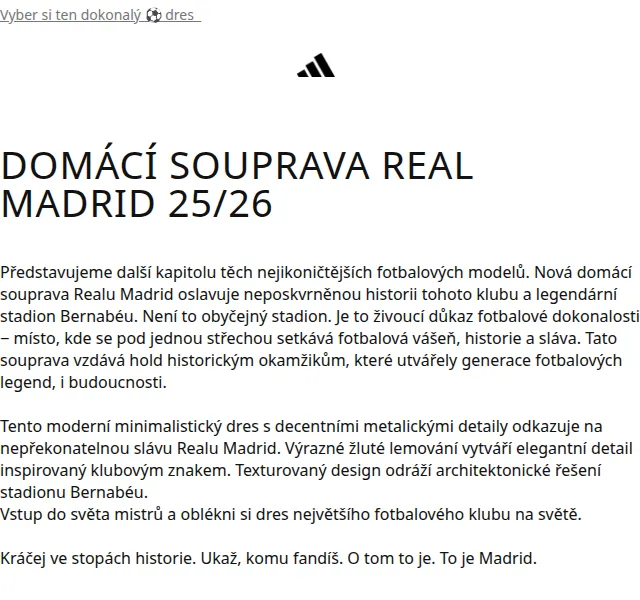 adidas: Nové domácí dresy 25/26 – červen 2026 | Nuslet.cz