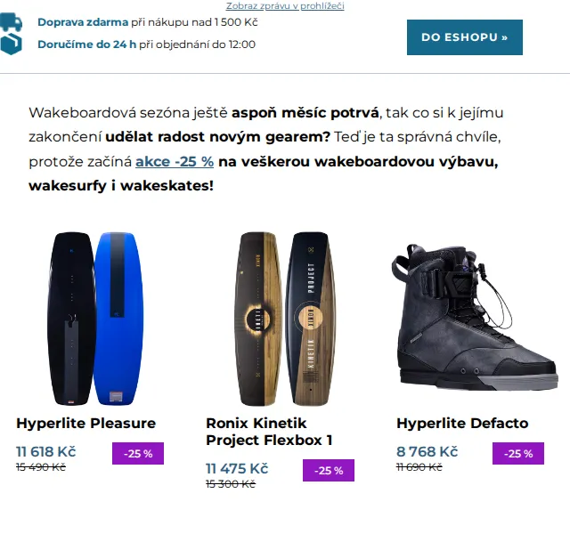 SNOWBOARD ZEZULA: -25 % na wake výbavu – červen 2026 | Nuslet.cz