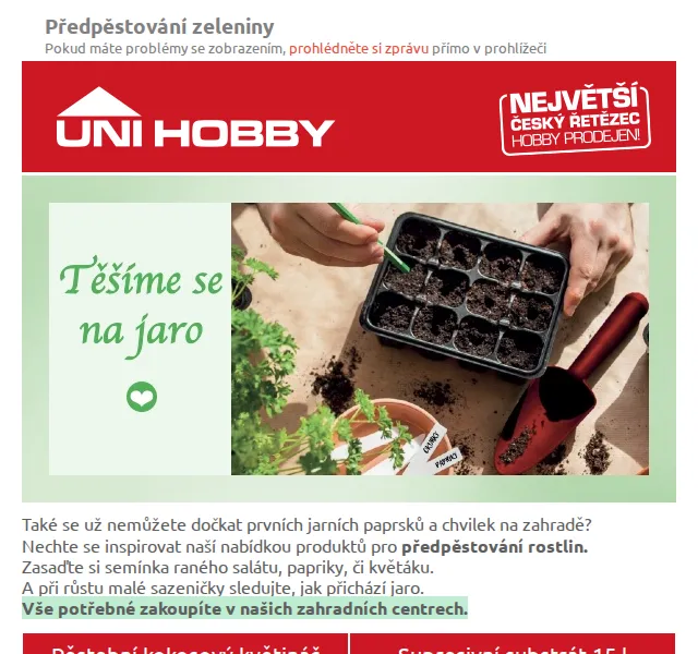 UNI HOBBY: Předpěstování zeleniny od 69 Kč – červen 2026 | Nuslet.cz