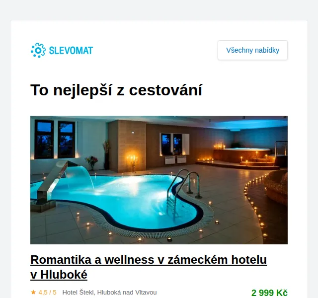 Slevomat: Romantika a wellness v zámeckém hotelu v Hluboké – červen 2026 | Nuslet.cz