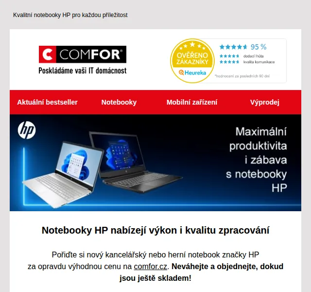 Comfor: Notebooky HP se slevou až 2 000 Kč – červen 2026 | Nuslet.cz