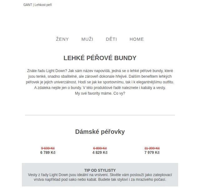 GANT: Lehké péřové bundy Light Down – červen 2026 | Nuslet.cz
