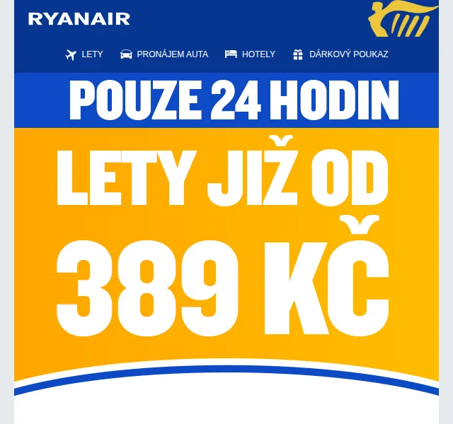 Ryanair: Letenky od 389 Kč – červen 2026 | Nuslet.cz
